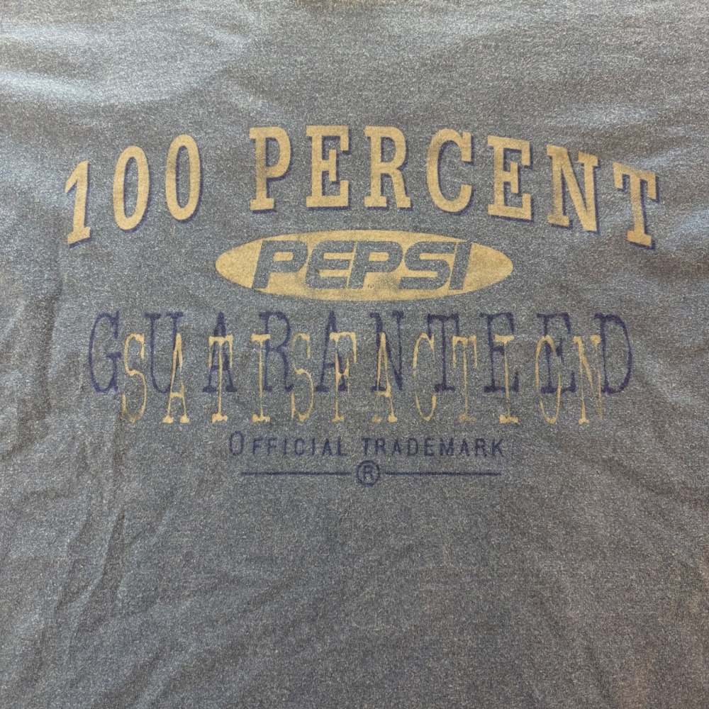 Vintage Pepsi Graphic T-Shirt Mens L XL Blue Faded 100 Percent Guaranteed Tee - Picture 5 of 7